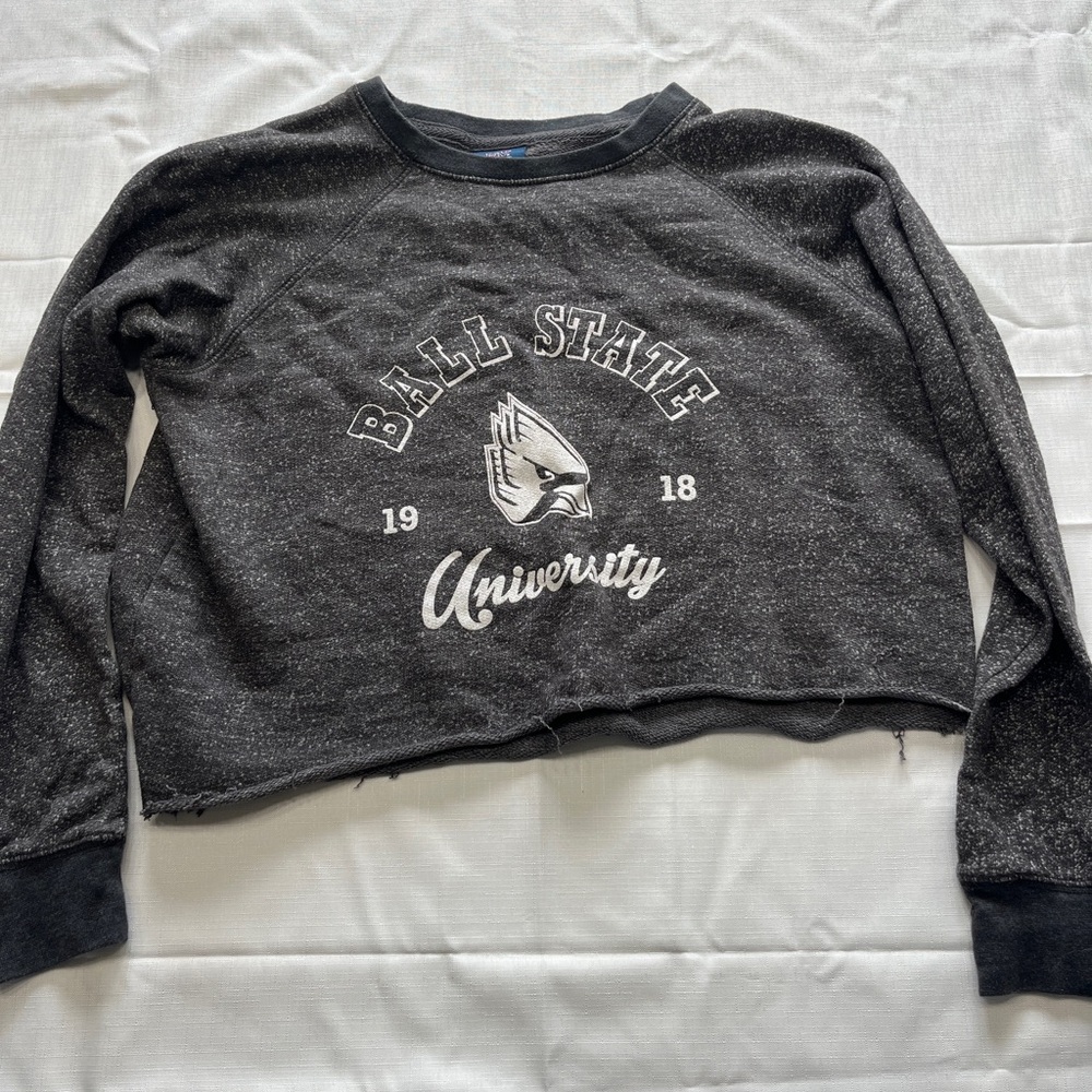 MV Sport Women's Charcoal Cropped Sweatshirt